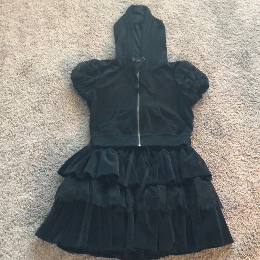 Betsey Johnson Black Velvet Ruffled Skirt & Jacket
